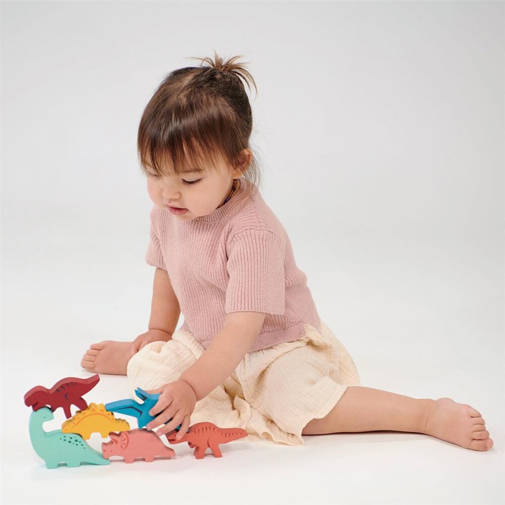Mentari Bambino: Stapelaar dino's 20x20x8cm, 6-delig