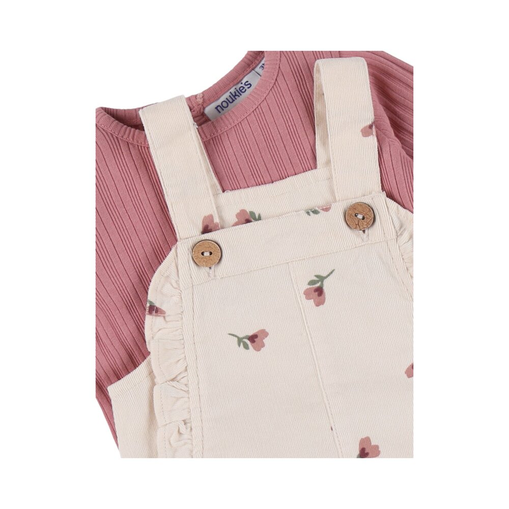 Set Overall met bloemetjes en t-shirt Flower power