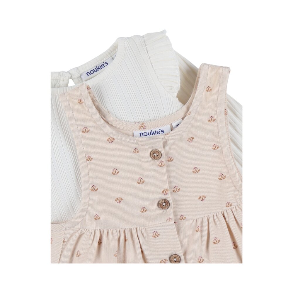 Set jurkje in ribfluweel en T-shirt Lovely bear