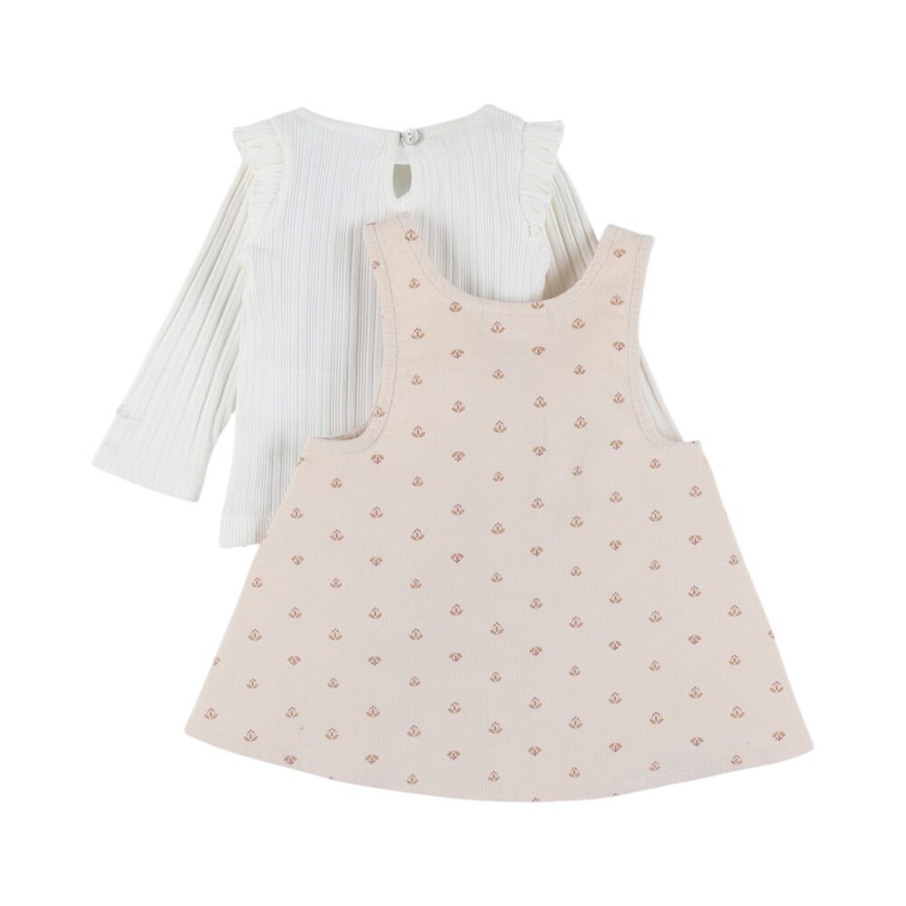 Set jurkje in ribfluweel en T-shirt Lovely bear
