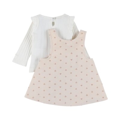 Set jurkje in ribfluweel en T-shirt Lovely bear
