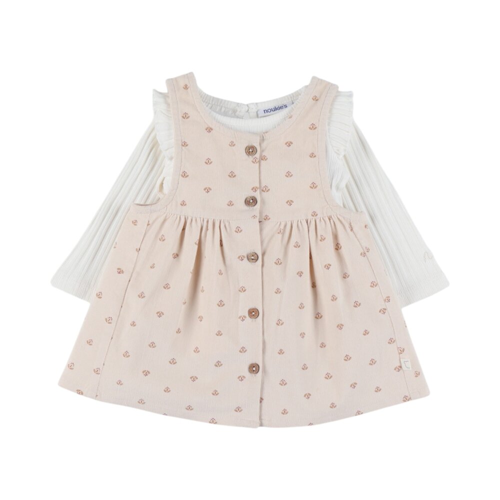 Set jurkje in ribfluweel en T-shirt Lovely bear
