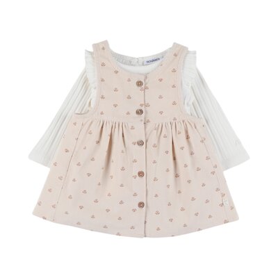 Set jurkje in ribfluweel en T-shirt Lovely bear