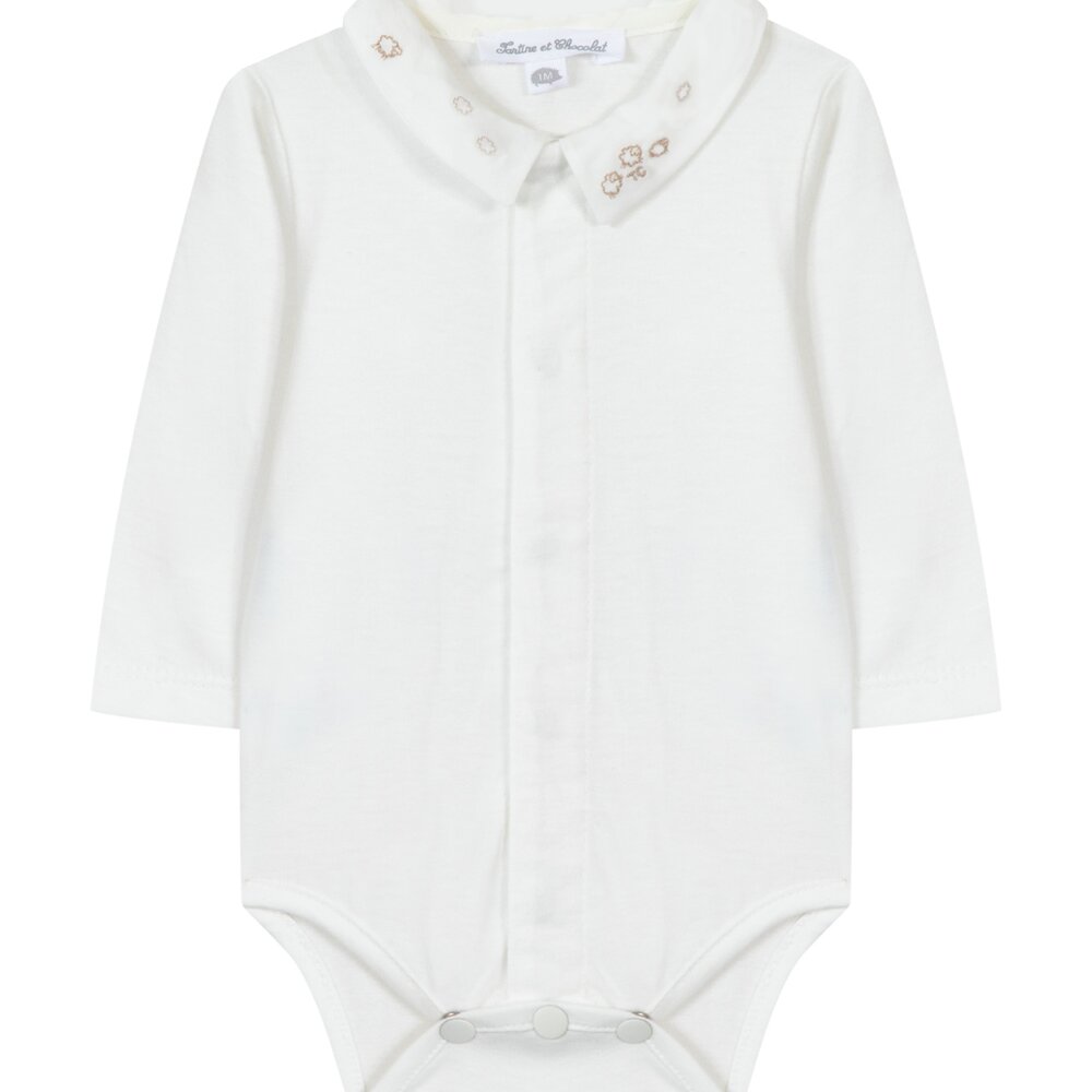 Body wit met schaapjes beige nacre