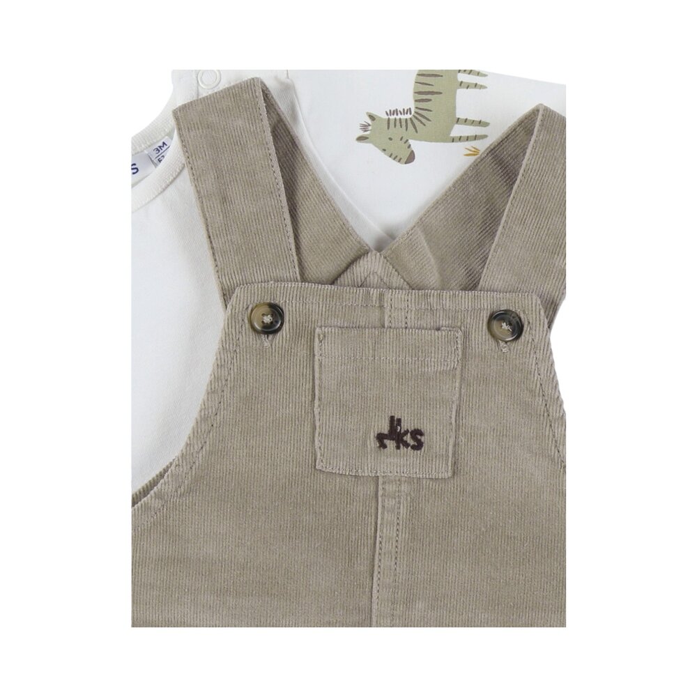 Set tshirt + dungaree corduroy green Sweet Zebra