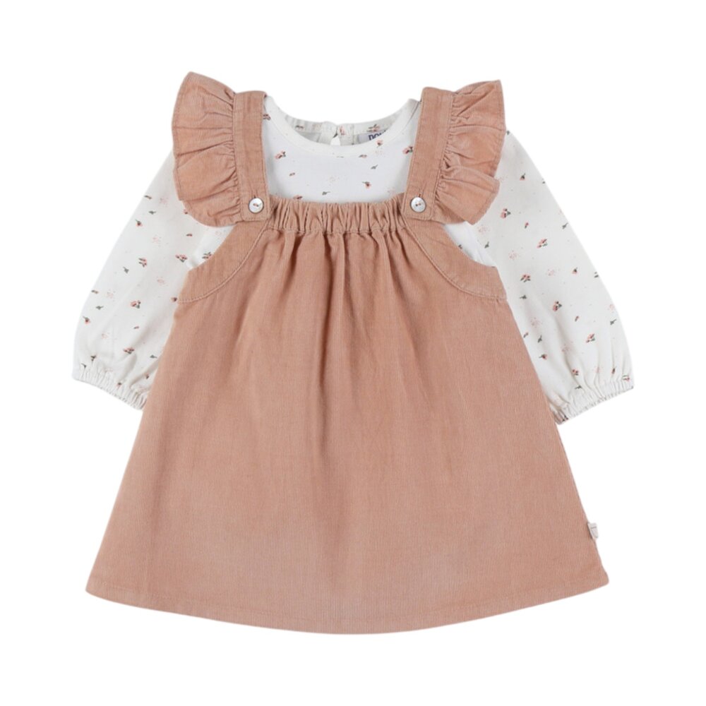 Set jurk en T-shirt in ribfluweel Trousseau