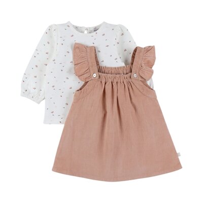 Set jurk en T-shirt in ribfluweel Trousseau