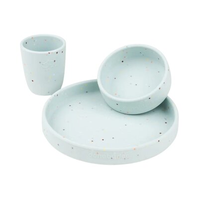 Silicone eetset Confetti Blue