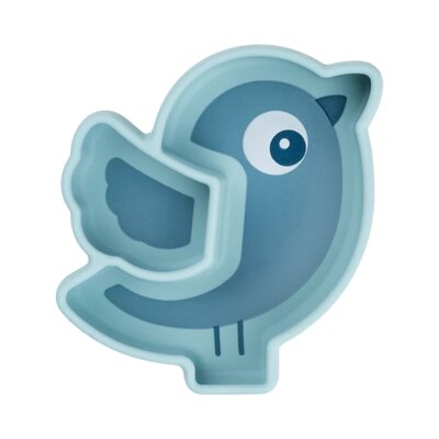 Silicone Stick&Stay snack plate Birdee Blue
