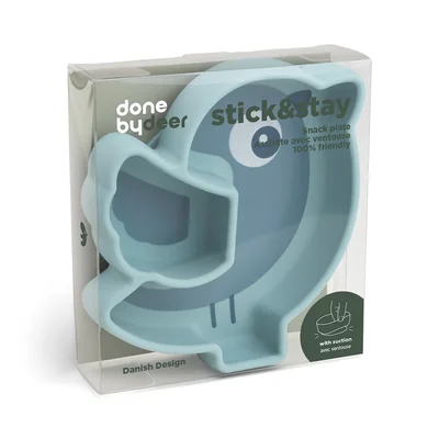 Silicone Stick&Stay snack plate Birdee Blue