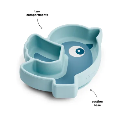 Silicone Stick&Stay snack plate Birdee Blue