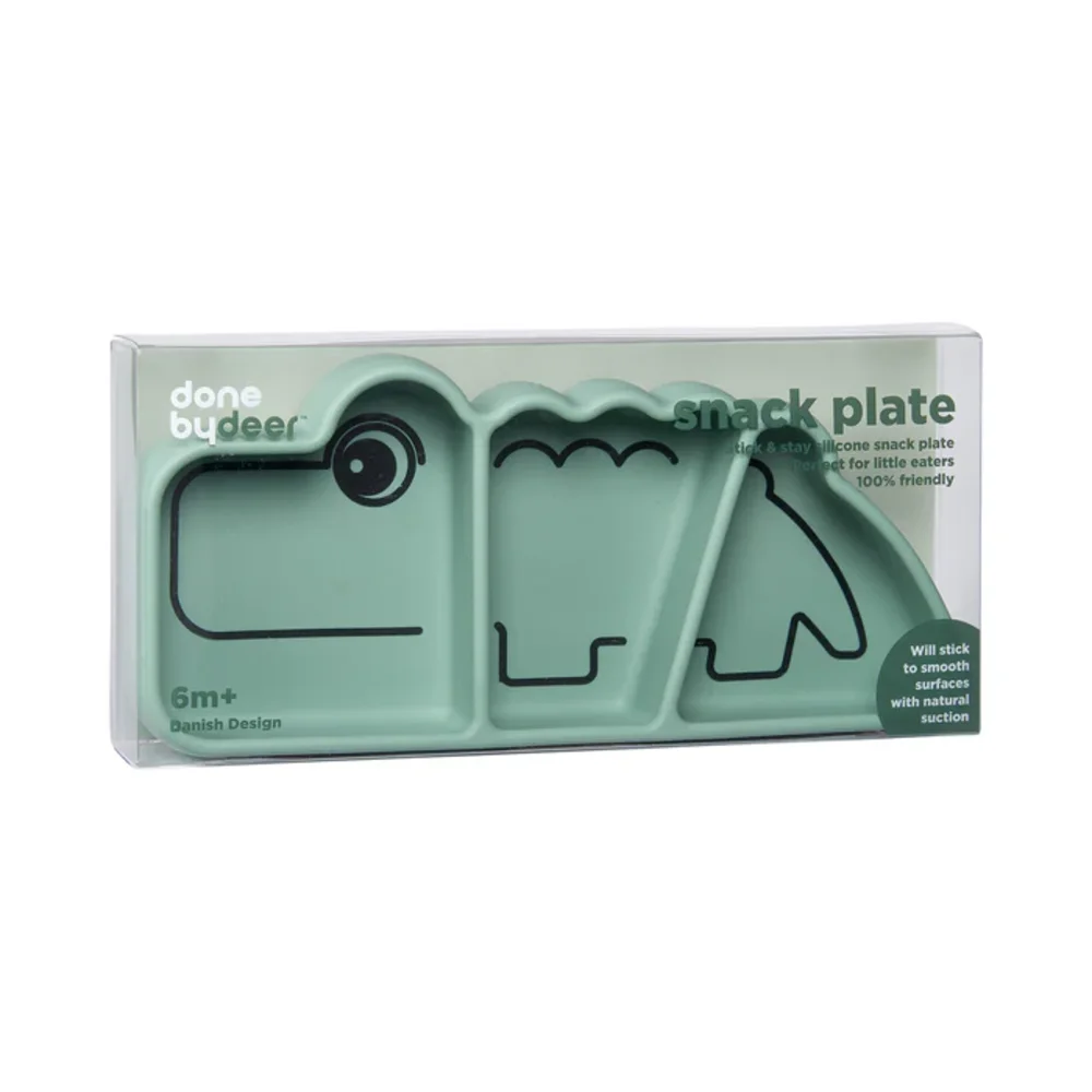 Silicone Stick&Stay snack bord, Croco Green