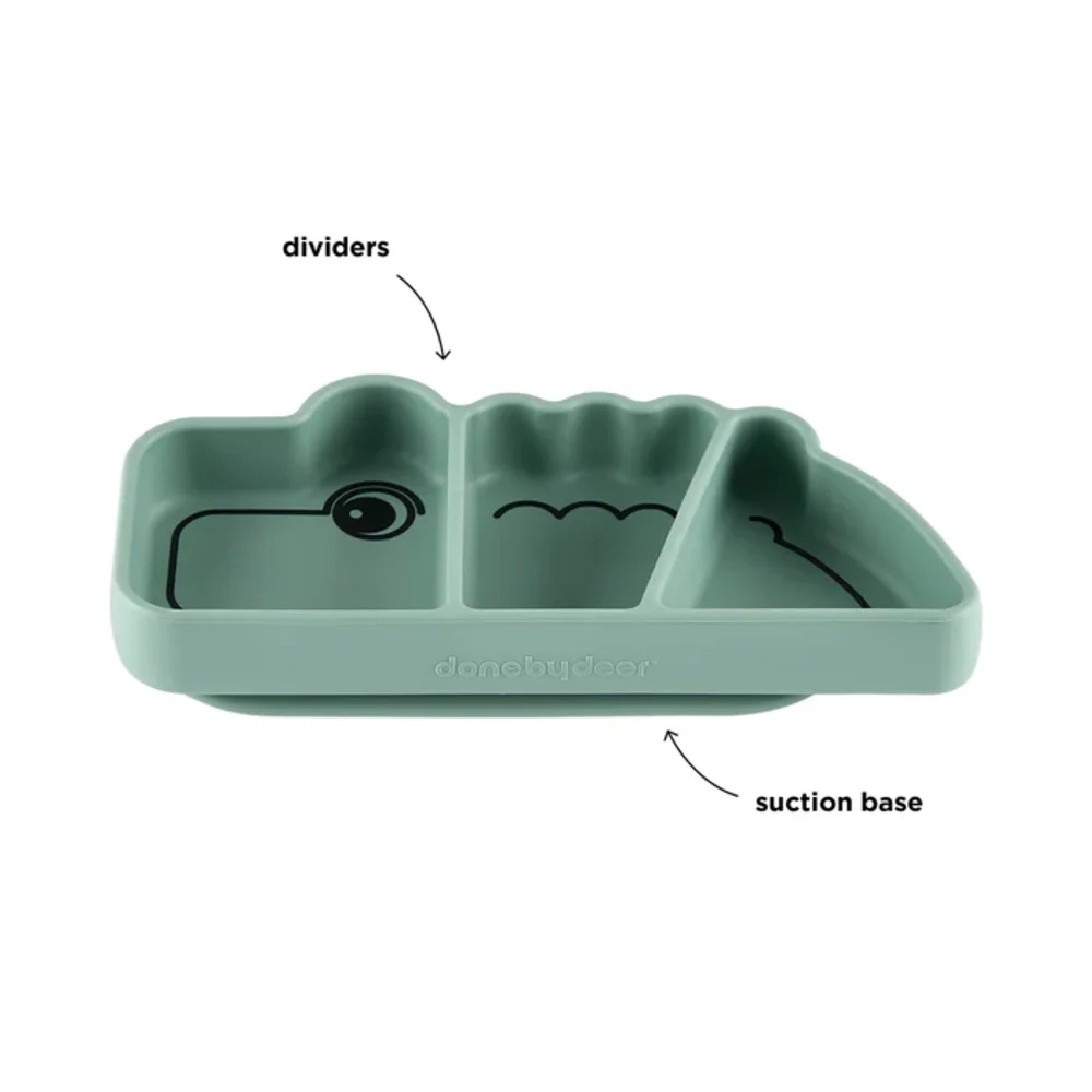 Silicone Stick&Stay snack bord, Croco Green
