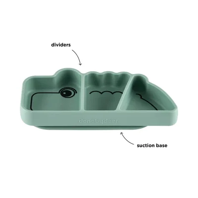 Silicone Stick&Stay snack bord, Croco Green