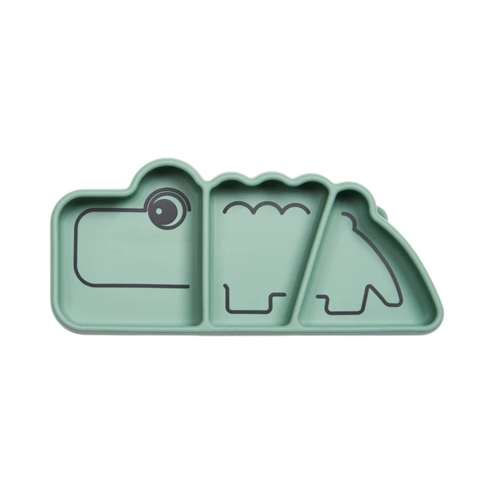 Silicone Stick&Stay snack bord, Croco Green
