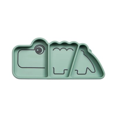 Silicone Stick&Stay snack bord, Croco Green