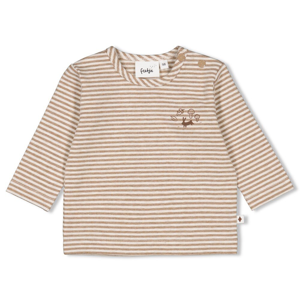 T-shirt little forest friends gestreept Taupe melange