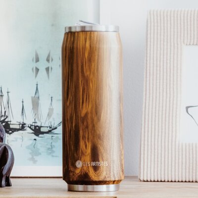 Thermosbeker / drinkfles blik 500ml Wood