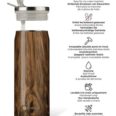 Thermosbeker / drinkfles blik 500ml Wood