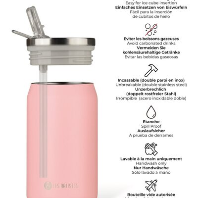 Thermosbeker / drinkfles blik 280ml Pink