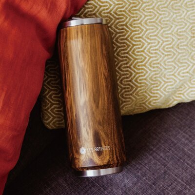 Thermosbeker / drinkfles blik 500ml Wood