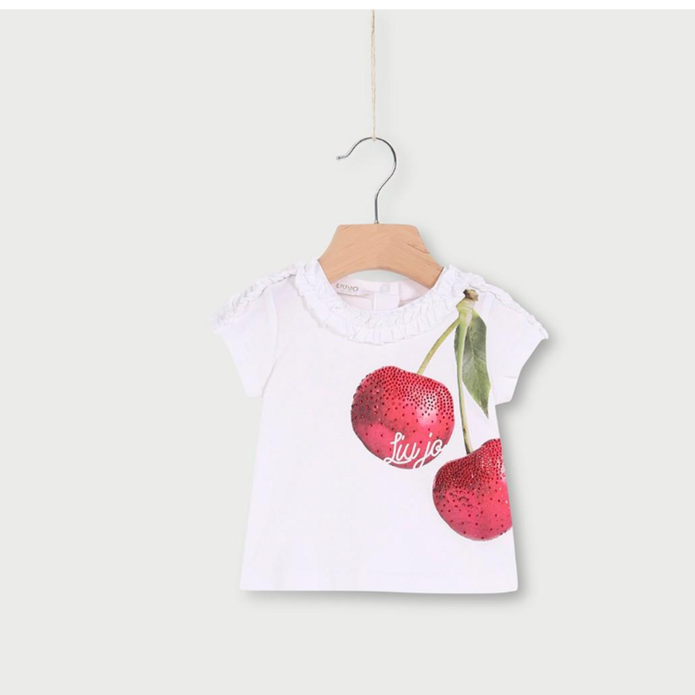 T-shirt met kersen Wit