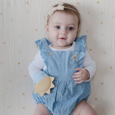 Bijthandschoen Sunshine/baby blue