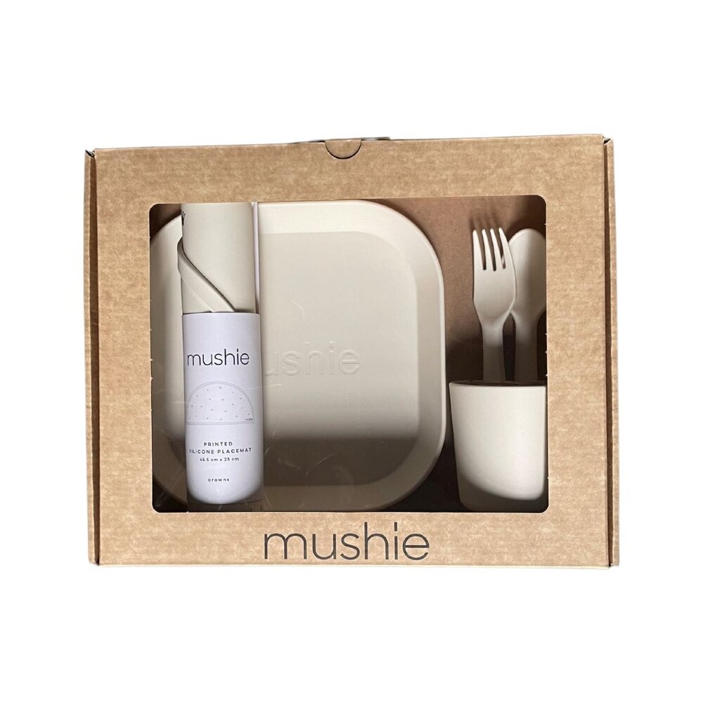 Geschenkdoos - Eetsetje met vierkant bord ivory
