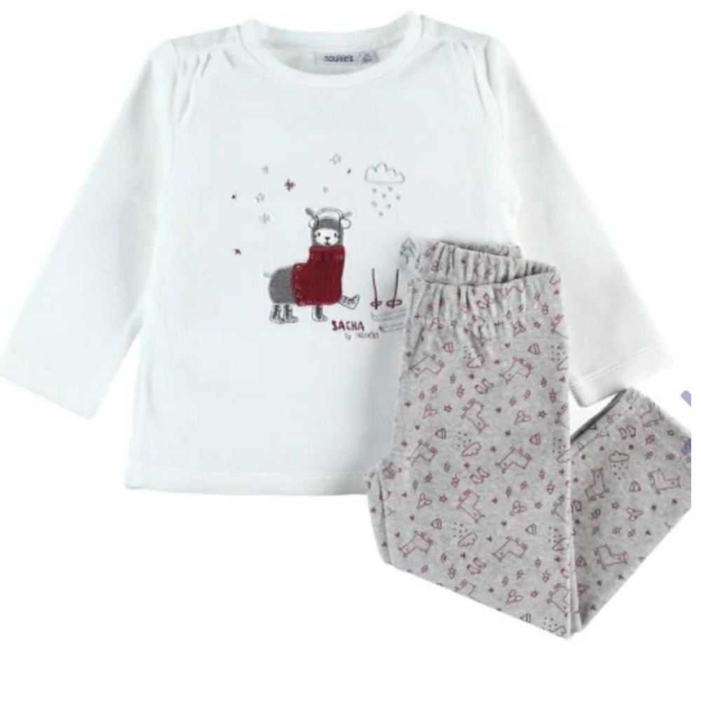 Pyjama 2-delig met wintertekening Wit