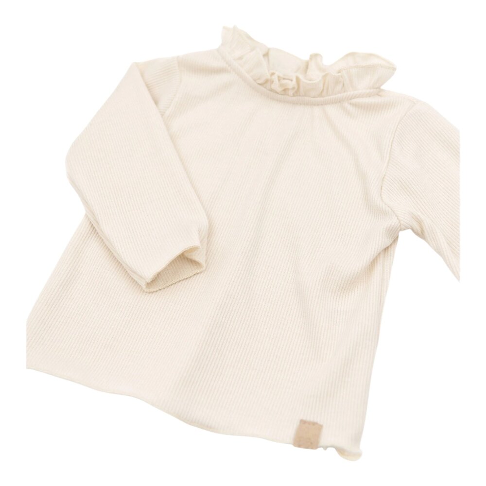 Shirt met rucheskraag warm white Shirt met rucheskraag warm white