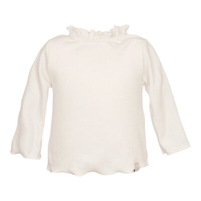 Shirt met rucheskraag warm white