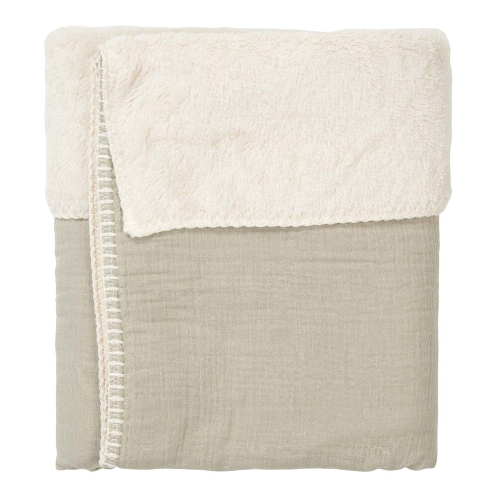 Ledikantdeken teddy Faro 100x150 cm sage