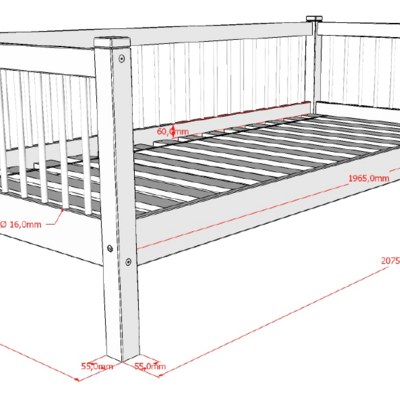 Forrest kajuitbed 90x200 cm Oak