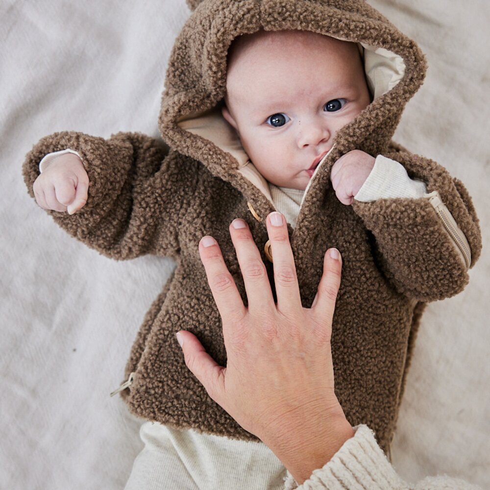 Babyjasje met zijritsen - Easy Zip - Novy teddy Dark brown