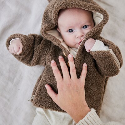 Babyjasje met zijritsen - Easy Zip - Novy teddy Dark brown