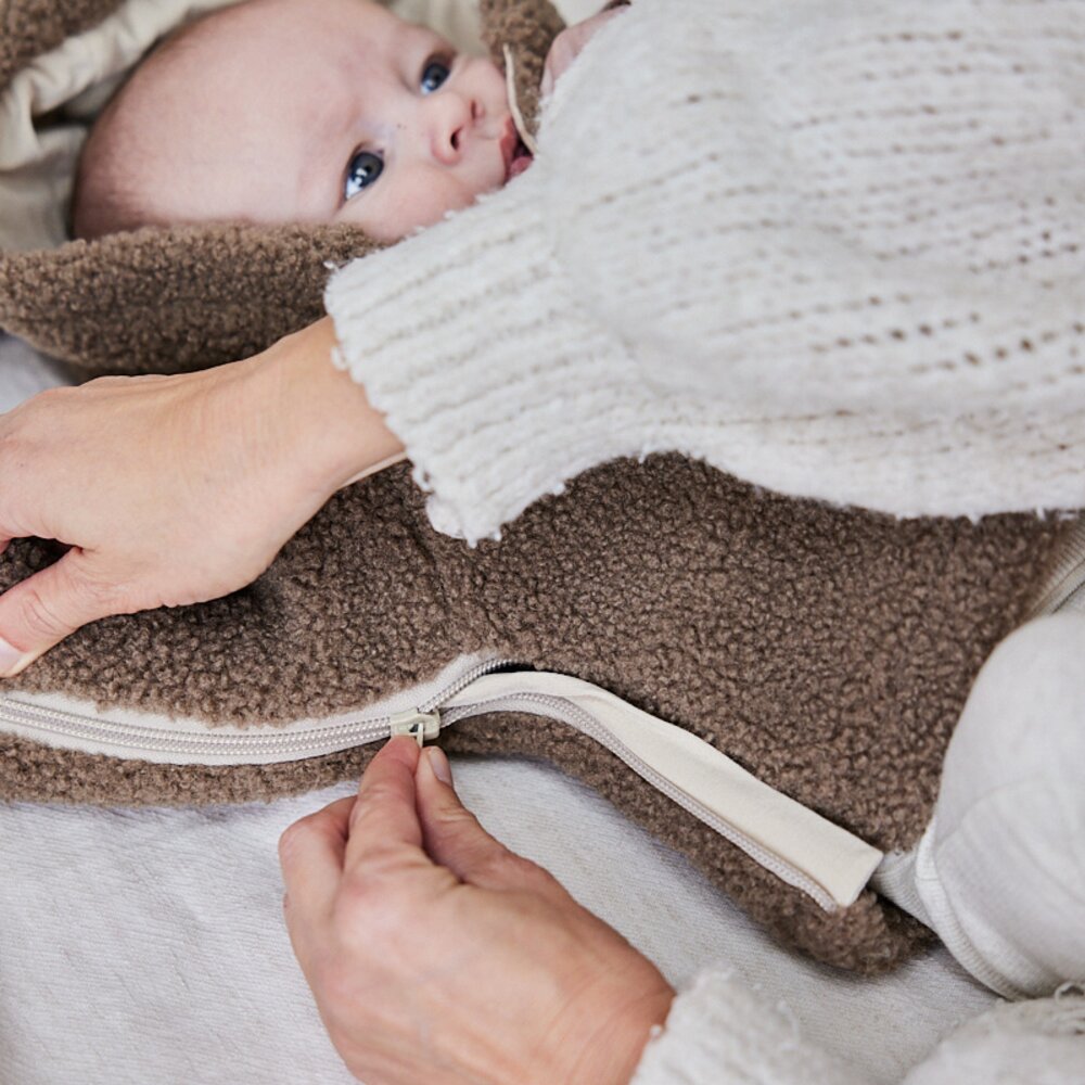 Babyjasje met zijritsen - Easy Zip - Novy teddy Dark brown