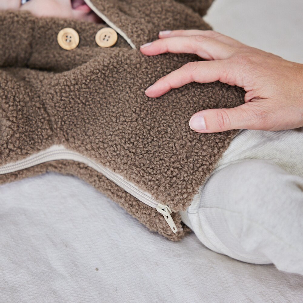 Babyjasje met zijritsen - Easy Zip - Novy teddy Dark brown