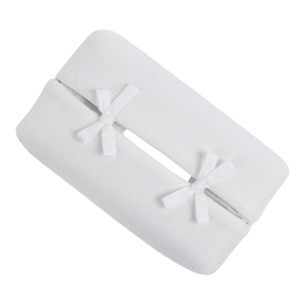 kleenexcover angora ivoor met paspel katoen ivoor + lintjes katoen ivoor kleenexcover angora ivoor met paspel katoen ivoor + lintjes katoen ivoor