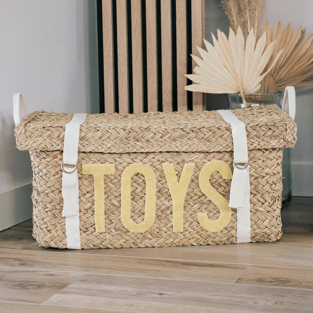 Rattan Opbergmanden + Riemen - Set Van 2 Geel