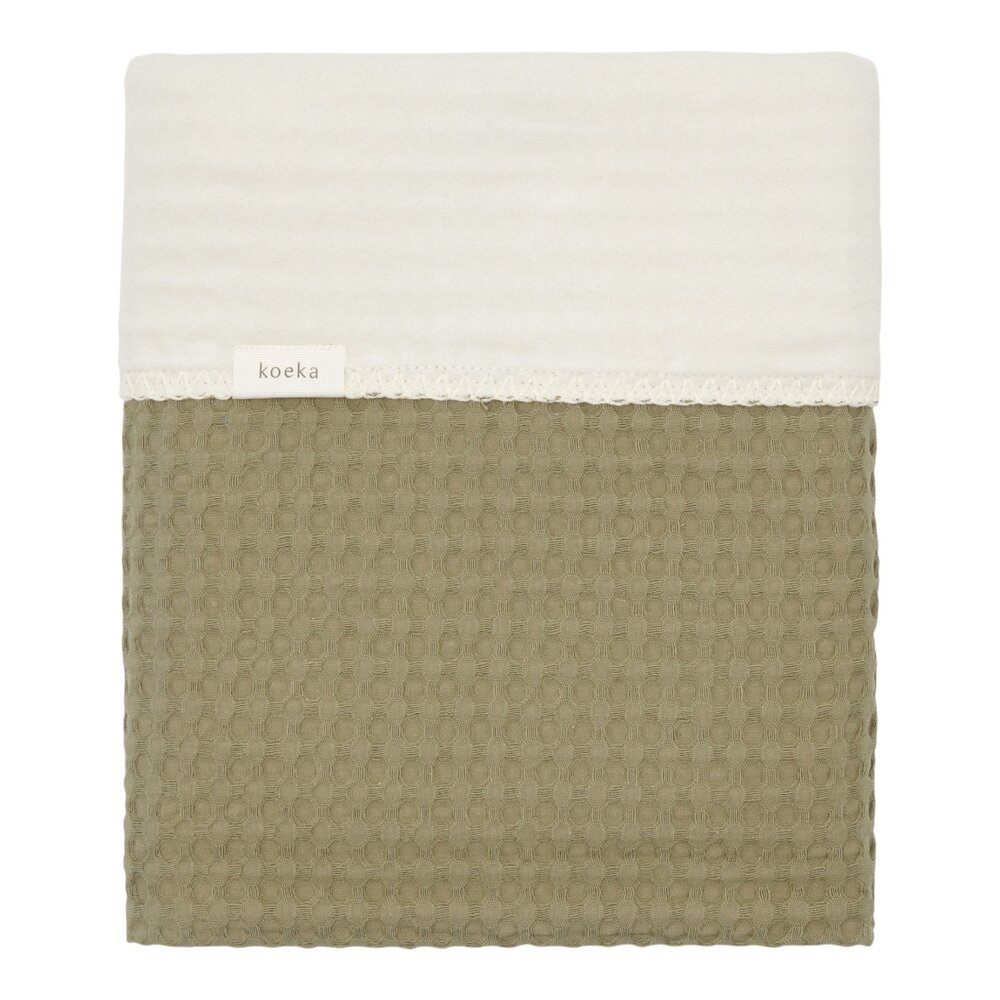 Wiegdeken cotton fleece wafel Amsterdam 100x75 cm moss