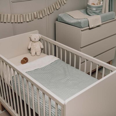 Ledikantdeken cotton fleece wafel Amsterdam 100x150 cm ocean air