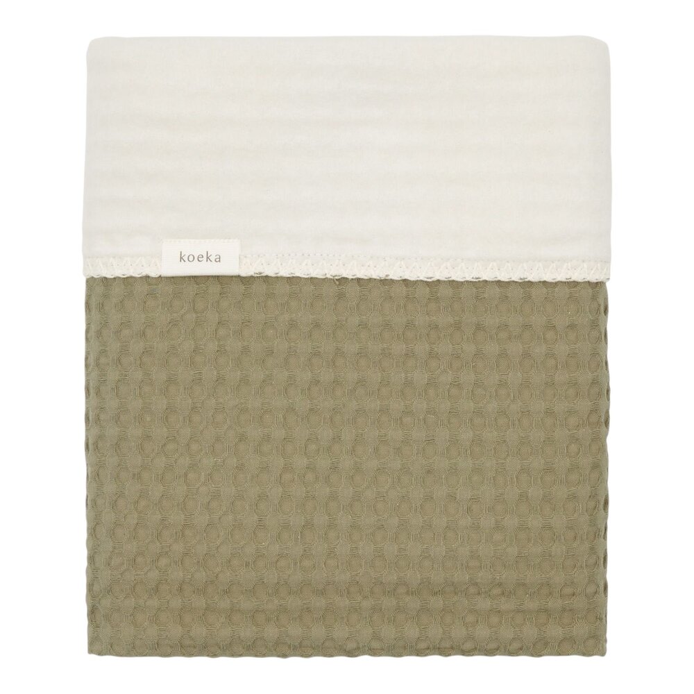 Ledikantdeken cotton fleece wafel Amsterdam 100x150 cm moss