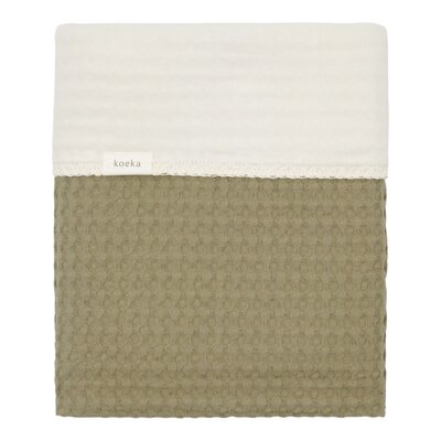 Ledikantdeken cotton fleece wafel Amsterdam 100x150 cm moss