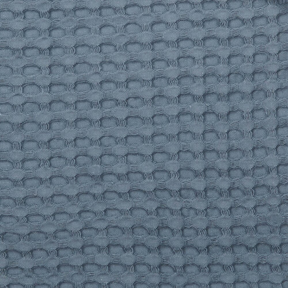 Ledikantdeken cotton fleece wafel Amsterdam 100x150 cm bluestone