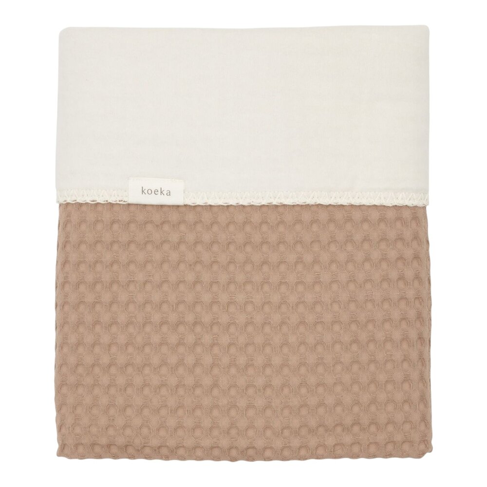 Ledikantdeken cotton fleece wafel Amsterdam 100x150 cm caffe