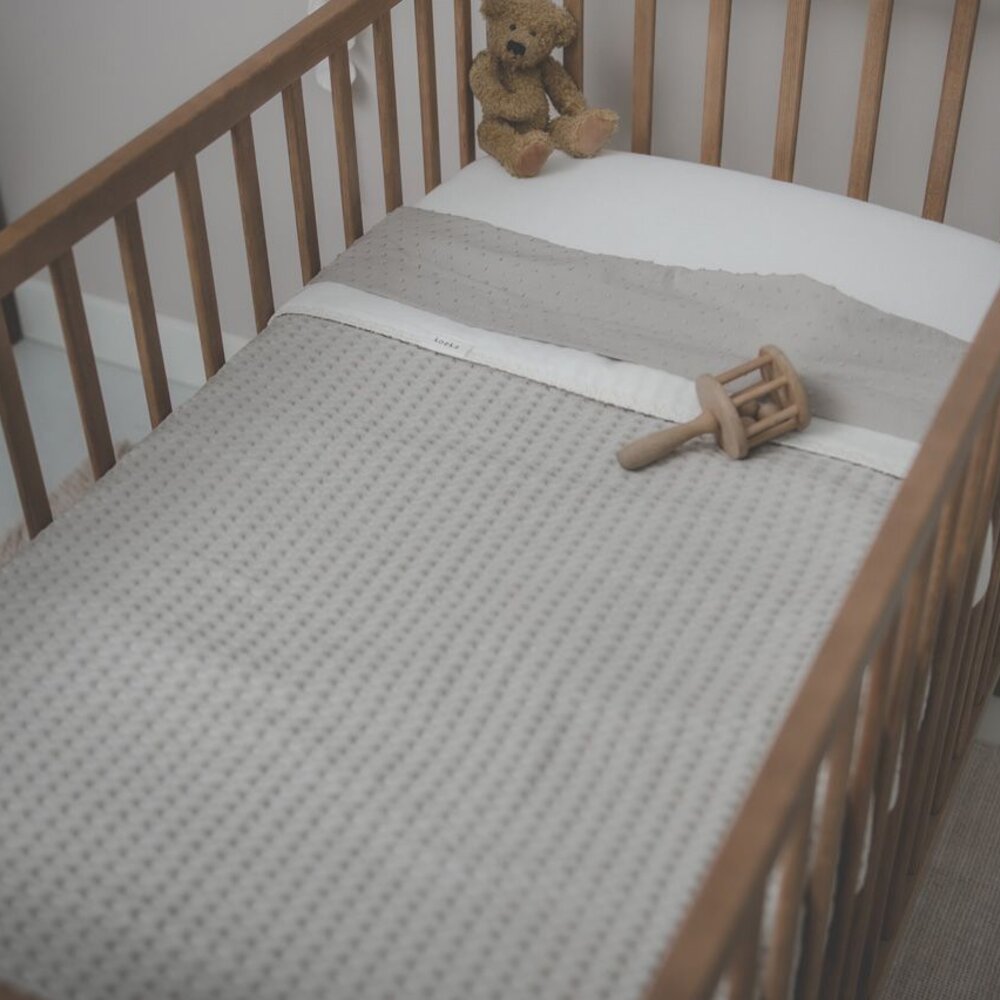 Ledikantdeken cotton fleece wafel Amsterdam 100x150 cm sand