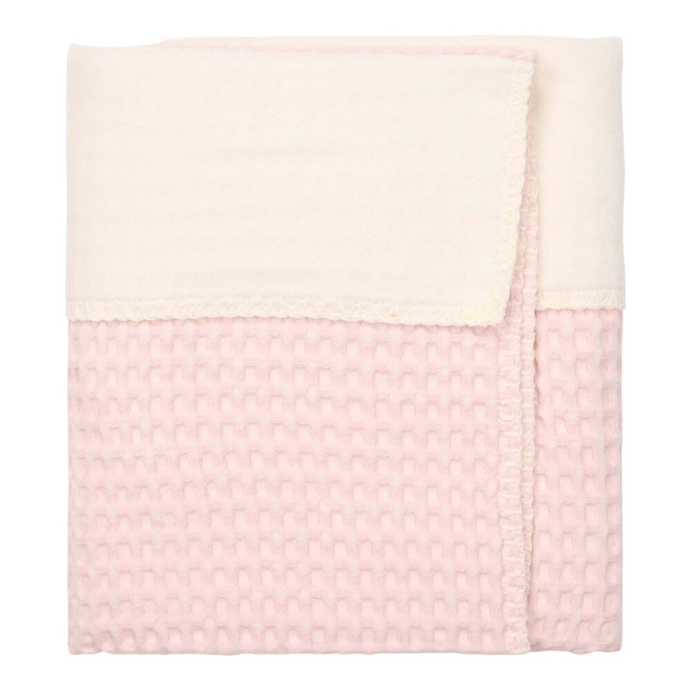 Ledikantdeken cotton fleece wafel Amsterdam 100x150 cm cotton candy