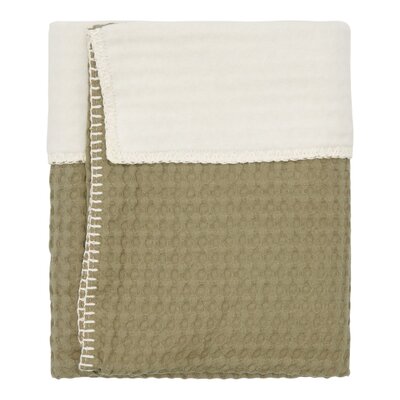Ledikantdeken cotton fleece wafel Amsterdam 100x150 cm moss