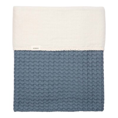 Ledikantdeken cotton fleece wafel Amsterdam 100x150 cm bluestone