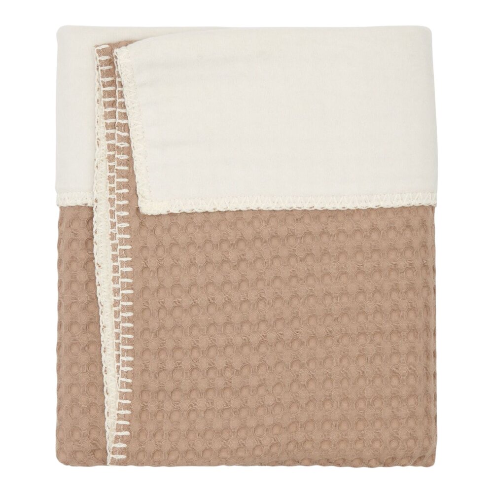Ledikantdeken cotton fleece wafel Amsterdam 100x150 cm caffe